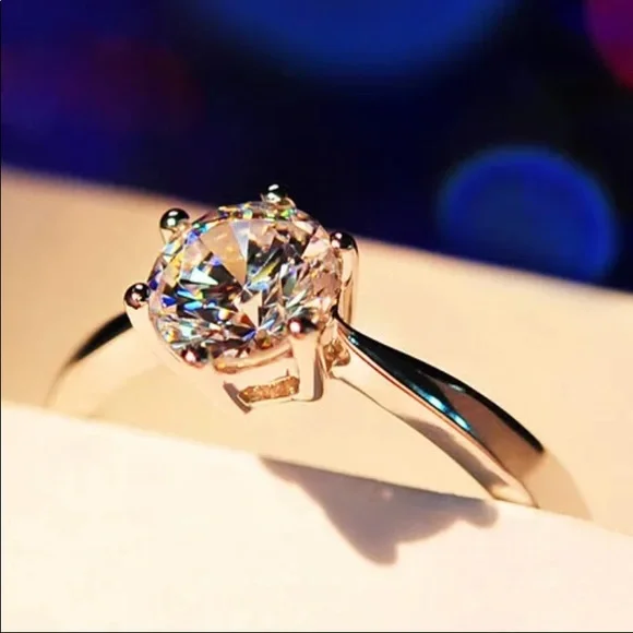 925 STERLING SILVER DIAMOND ENGAGEMENT RING - Picture 4 of 5